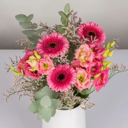 Gemischter Blumenbund 'Glücksmoment' Inkl. Gratis Grußkarte -Gartenmöbelgeschäft 1025700003 DIY Mixbund Gluecksmoment Gerbera Lisianthus Euka Statice 2 d 100170