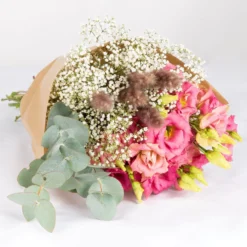 Gemischter Blumenbund 'Eleganz In Rosa' Inkl. Gratis Grußkarte -Gartenmöbelgeschäft 1025700014 DIY Mixbund Eleganz in Rosa Lisianthus rosa Gypso Euka Fluffy 1 94535